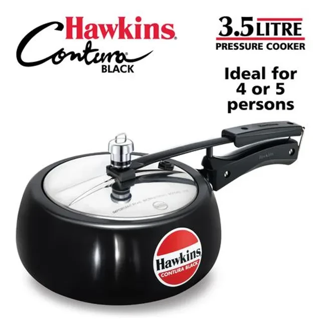 Hawkins Contura Hard Anodised Black Inner Lid Pressure Cooker - With Handle, CB35, 3.5 l-2.webp
